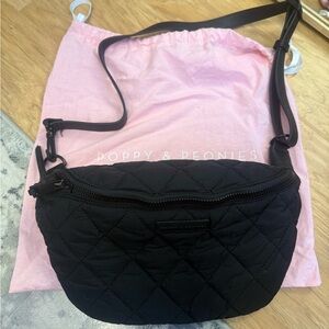 Poppy & Peonies Quilted Black Sidekick Crossbody Bag